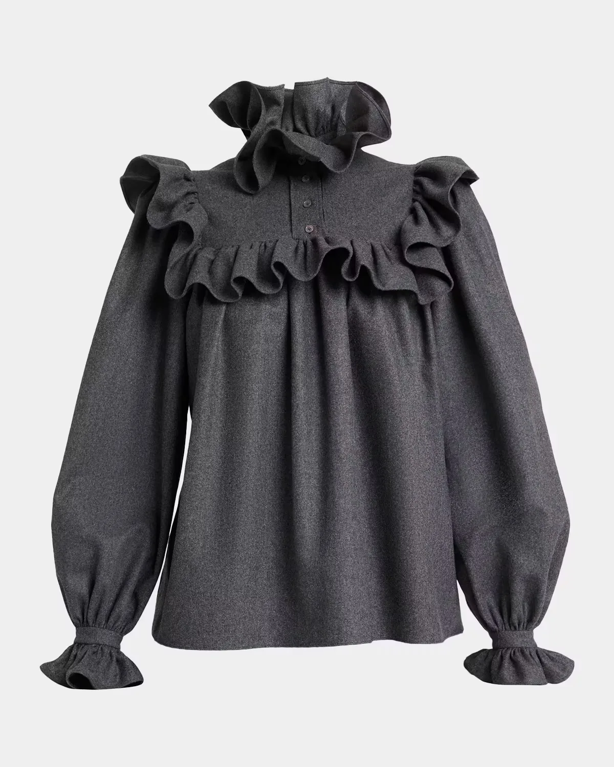 Ruffled Virgin Wool-Cashmere Top by Chloé