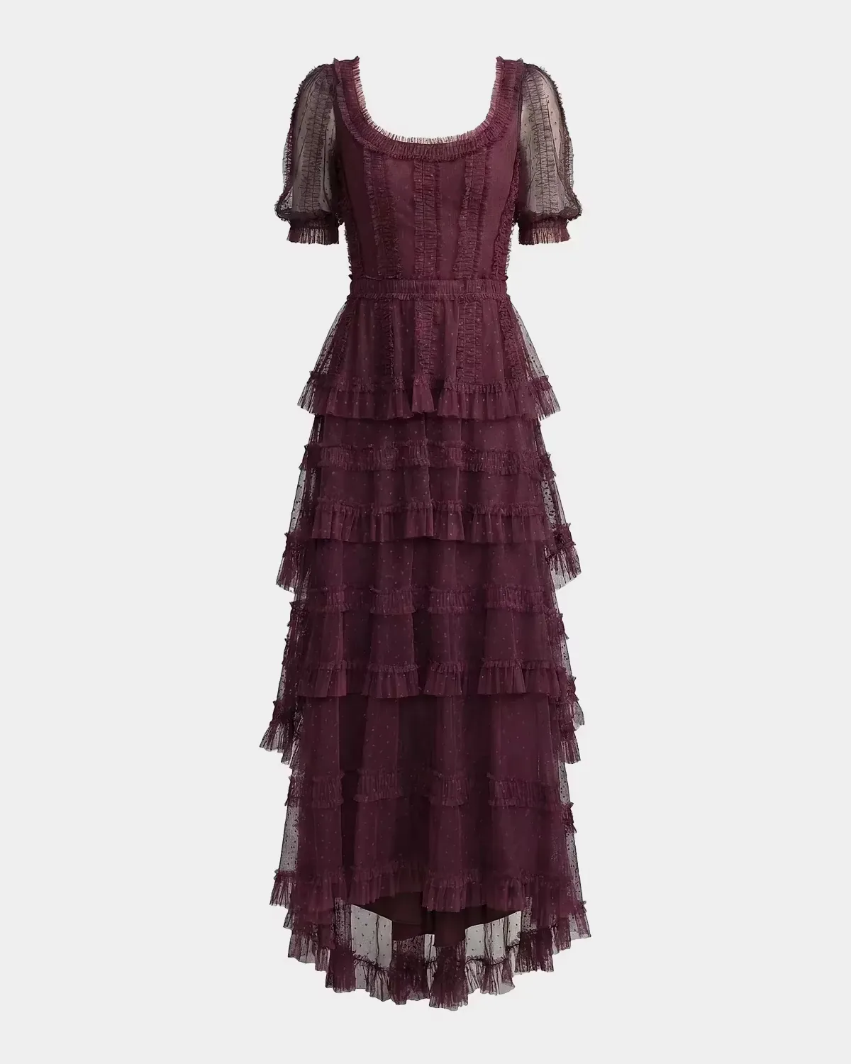Mesh Micro Ruffle Maxi Dress by M.A.C.