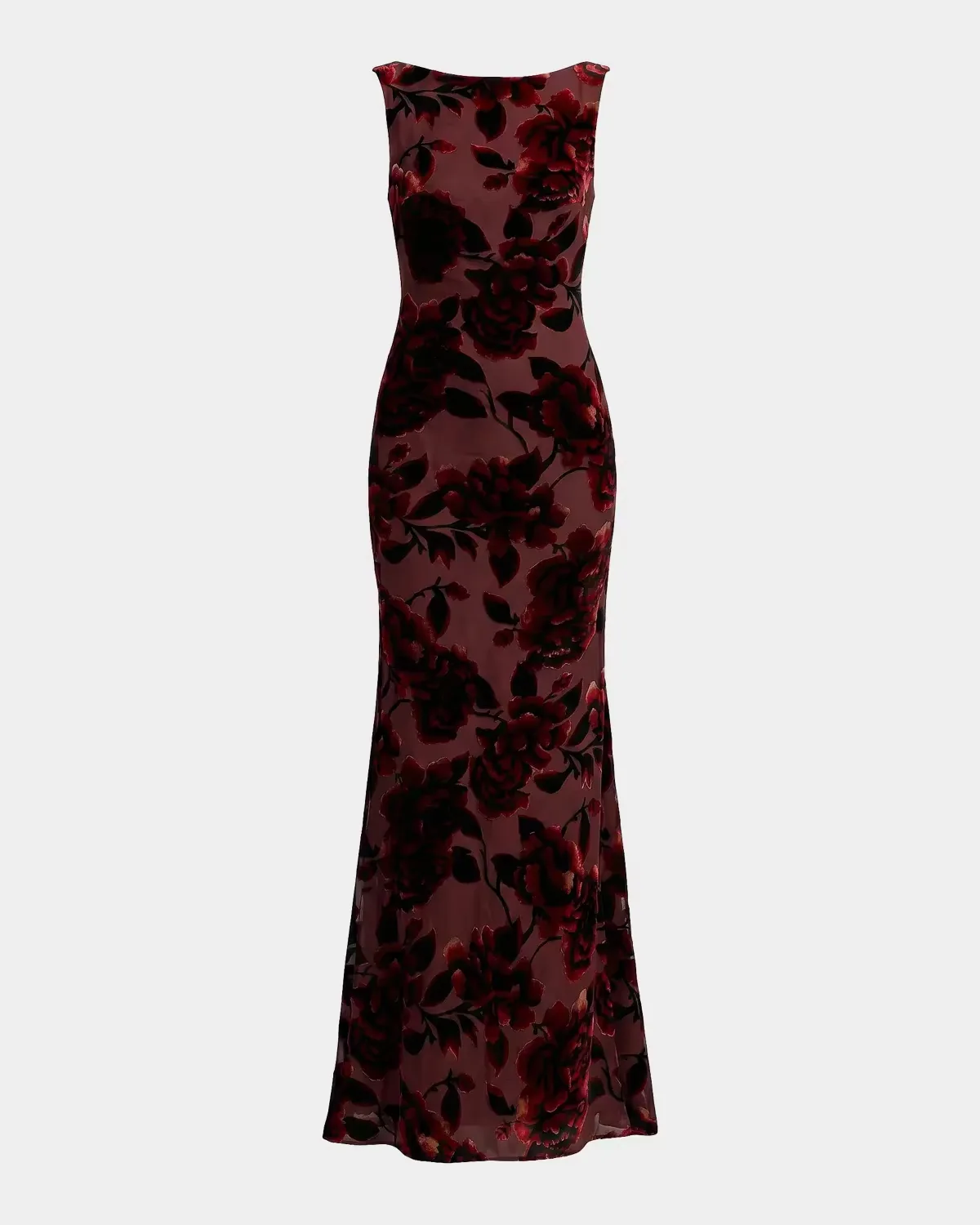Floral Velvet Burnout Cowlback Gown by M.A.C.