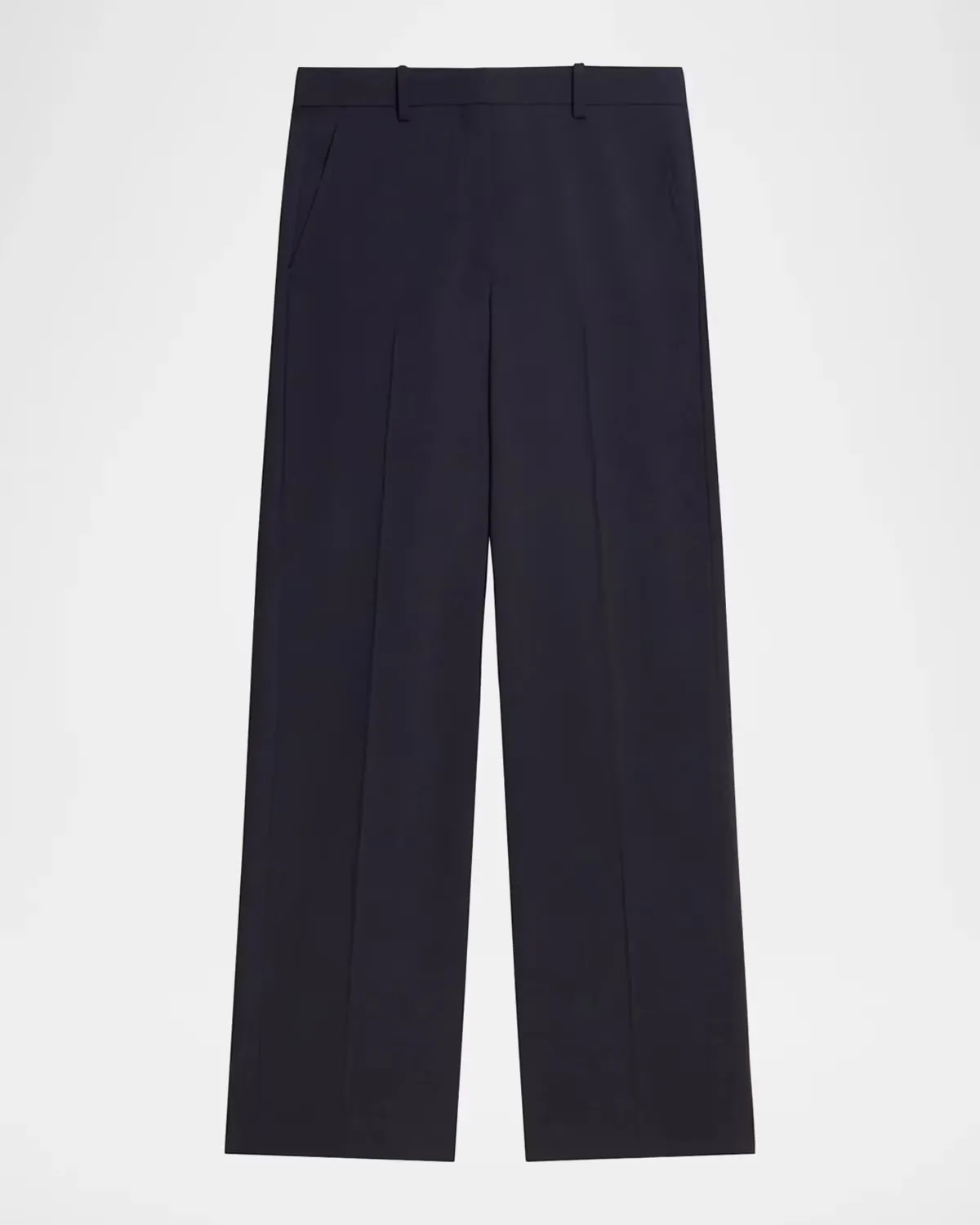 Pleated Stretch Wool Wide-Leg Trousers by Theory