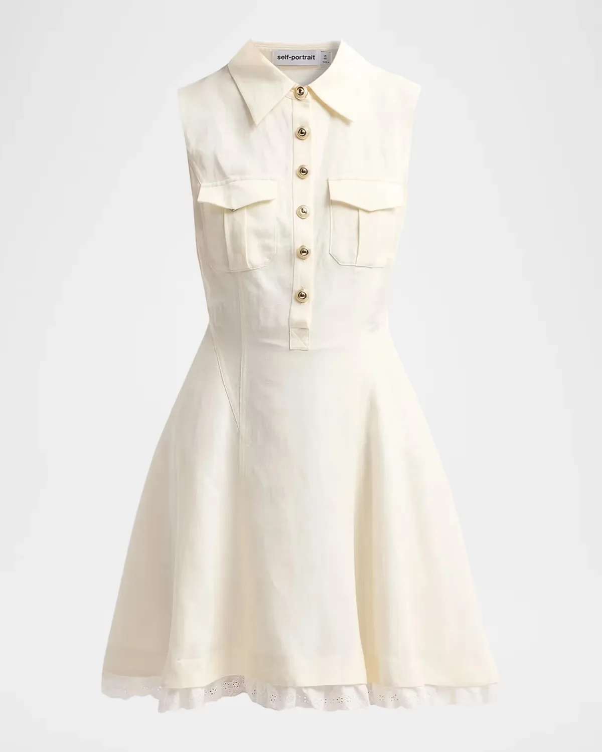 Linen Sleeveless Mini Shirtdress by Self Portrait