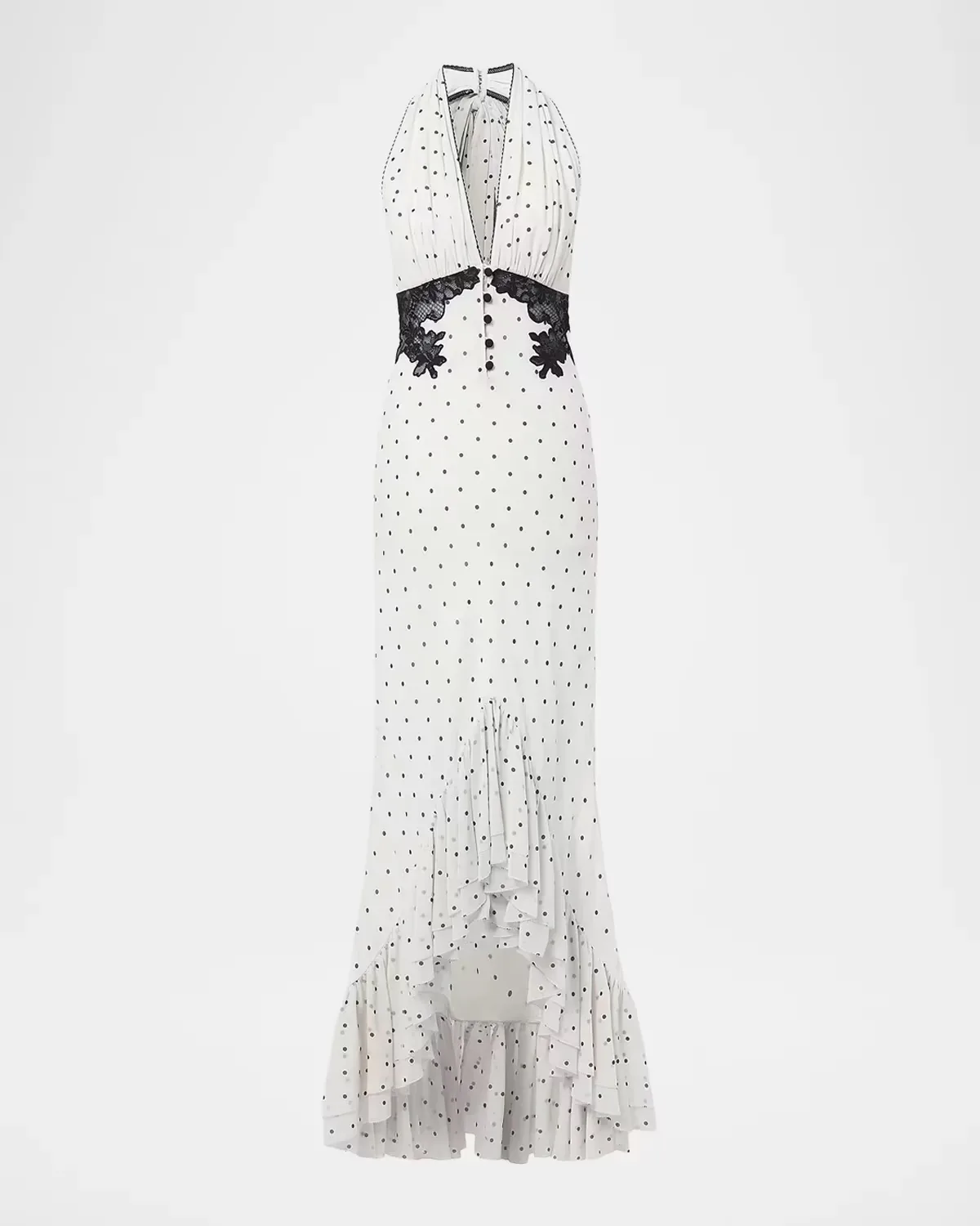 Polka Dot Halterneck High-Low Maxi Dress by Self Portrait