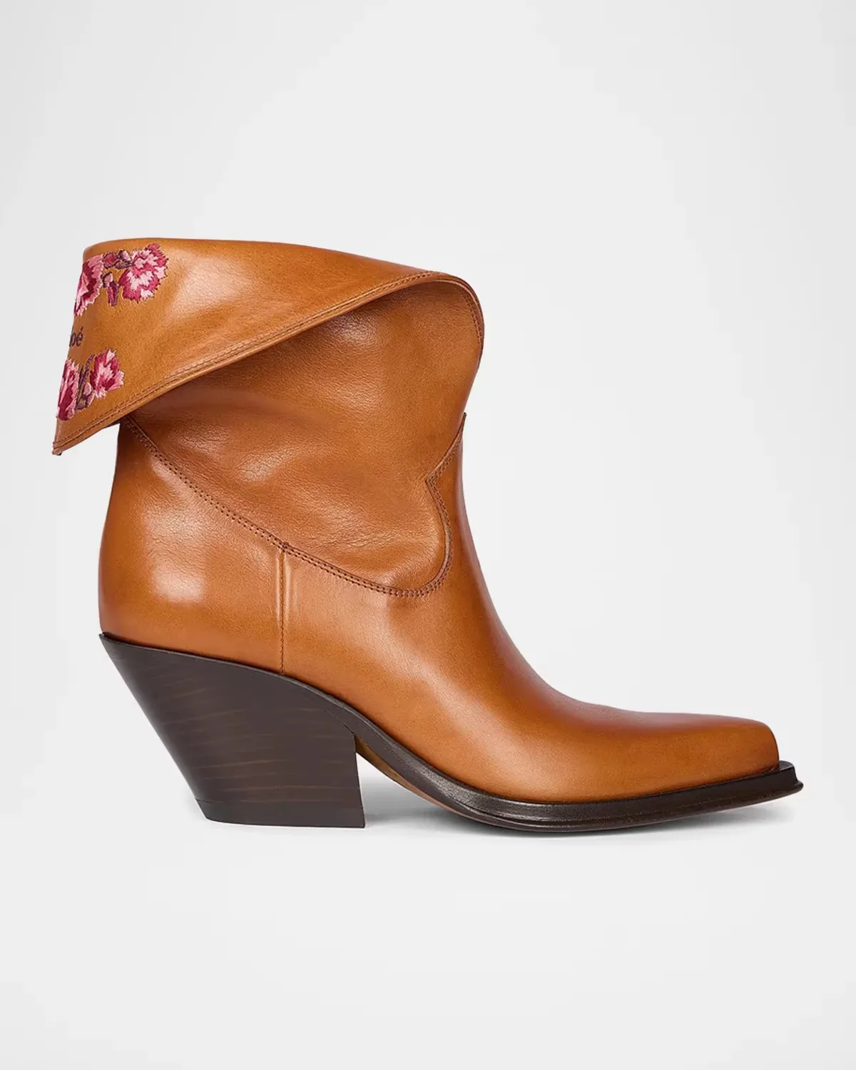 Azelan Embroidered Leather Booties by Chloé
