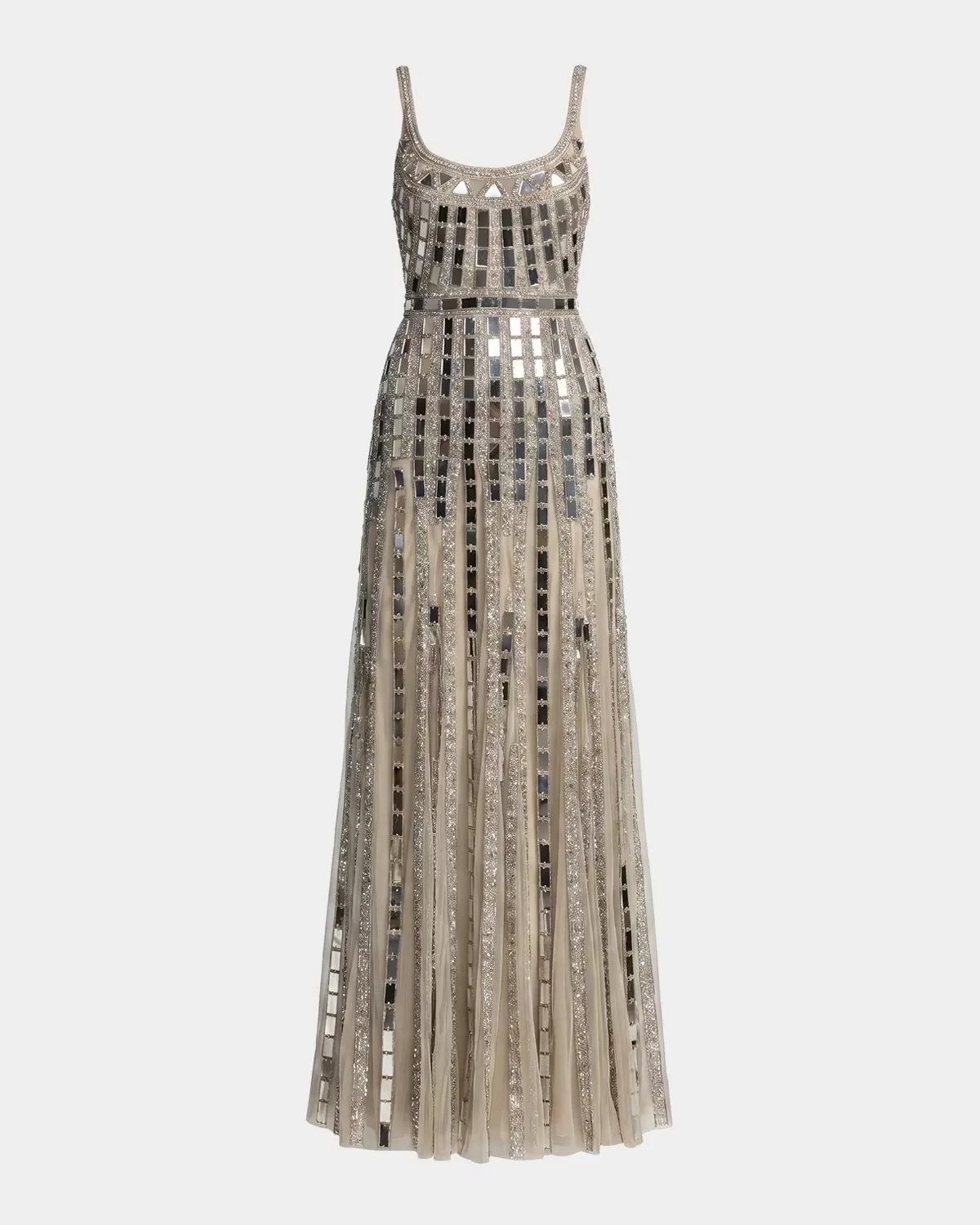 Mirror Embellished Mesh Gown by M.A.C.