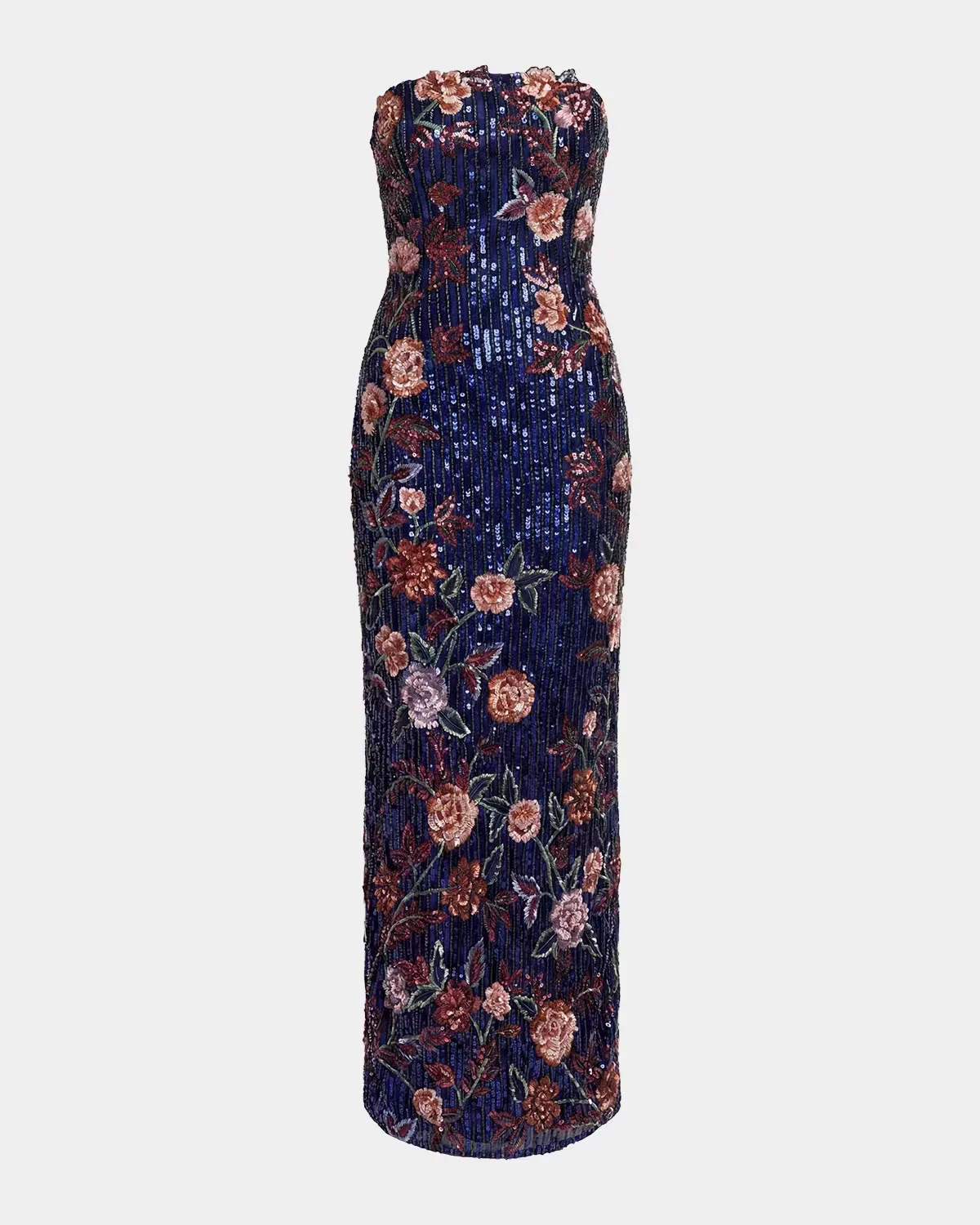 Floral Sequin Strapless Column Dress by M.A.C.