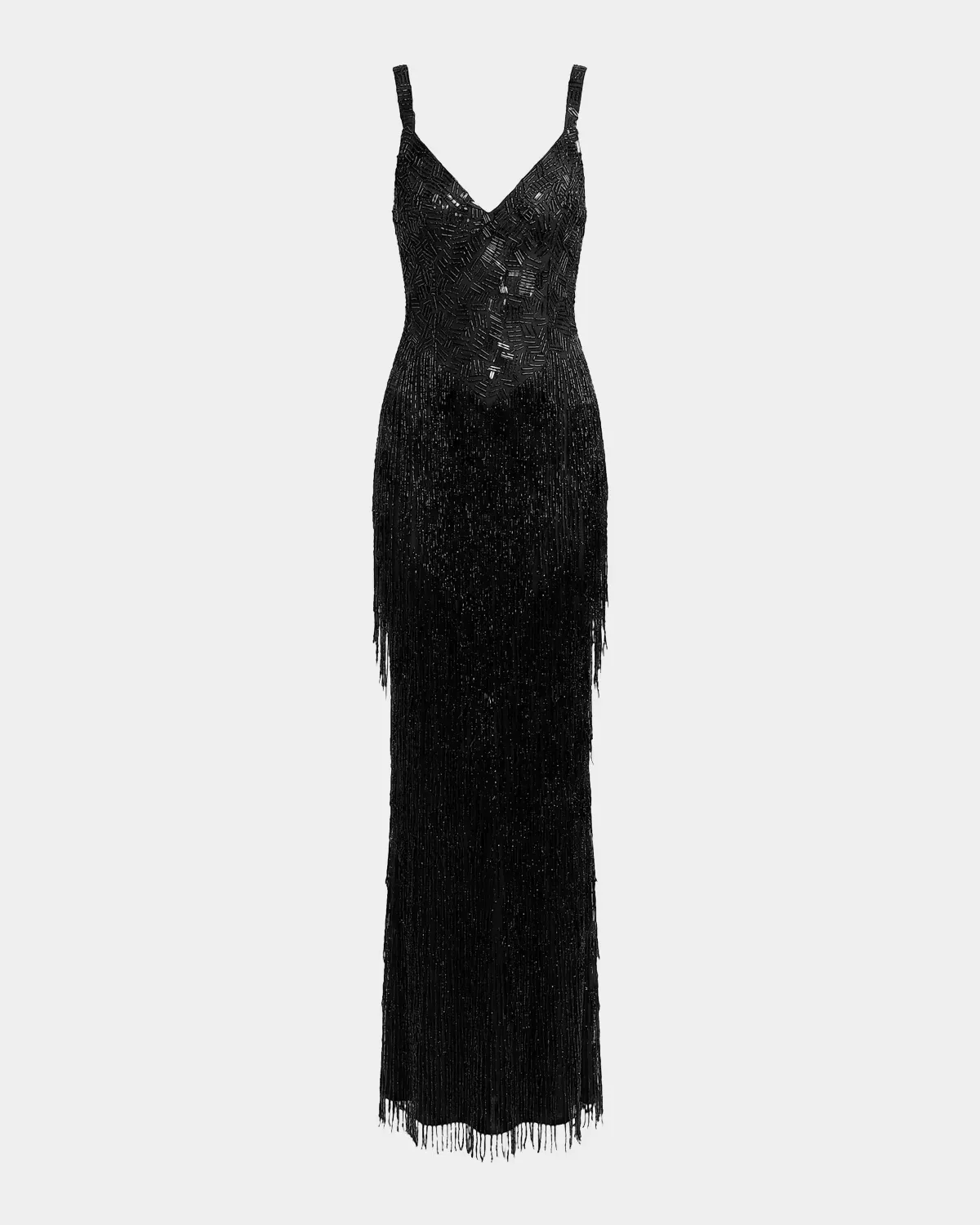 Beaded Fringe Column Gown by M.A.C.
