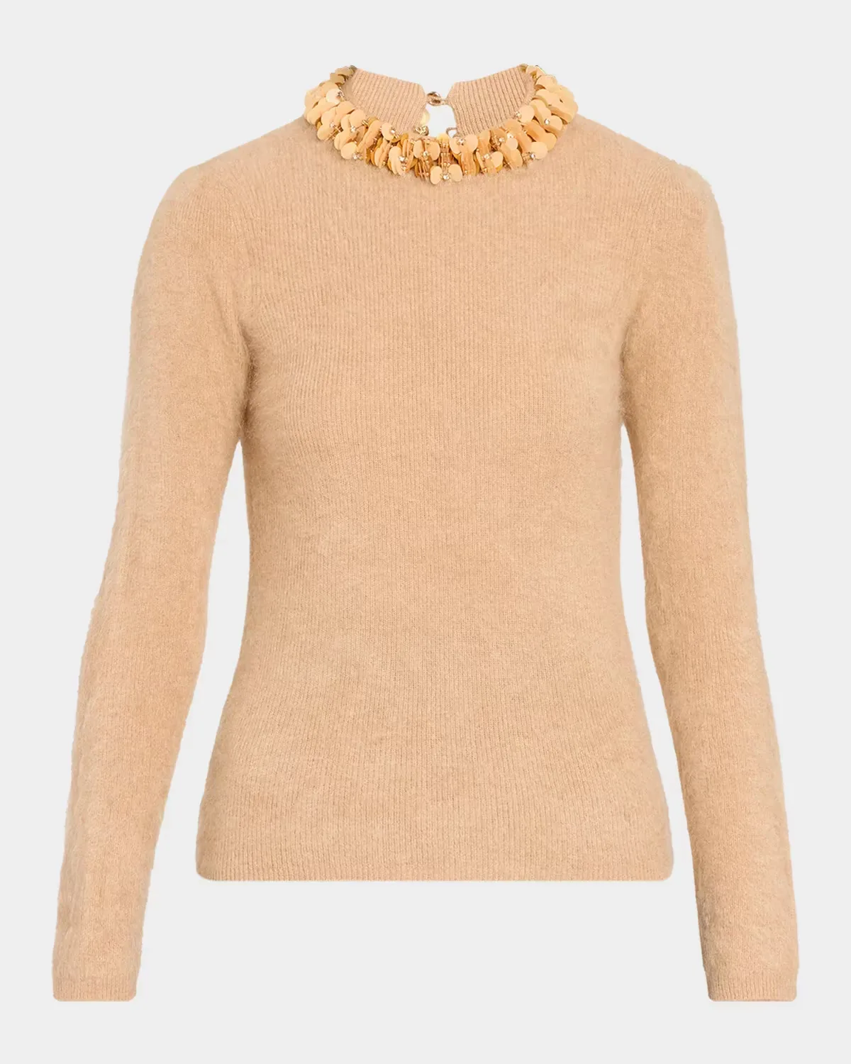 The Ling Sequin-Trim Fuzzy Knit Sweater by Elie Tahari