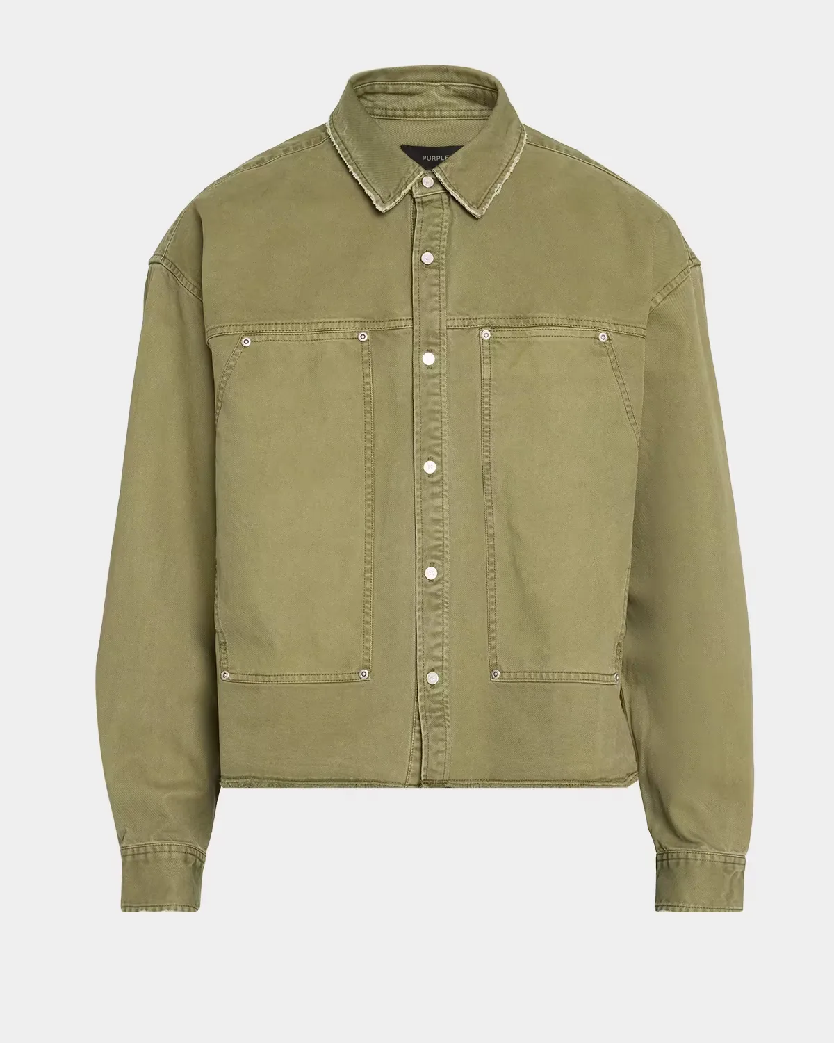 Cotton Twill Crop Shirt Jacket by PURPLE