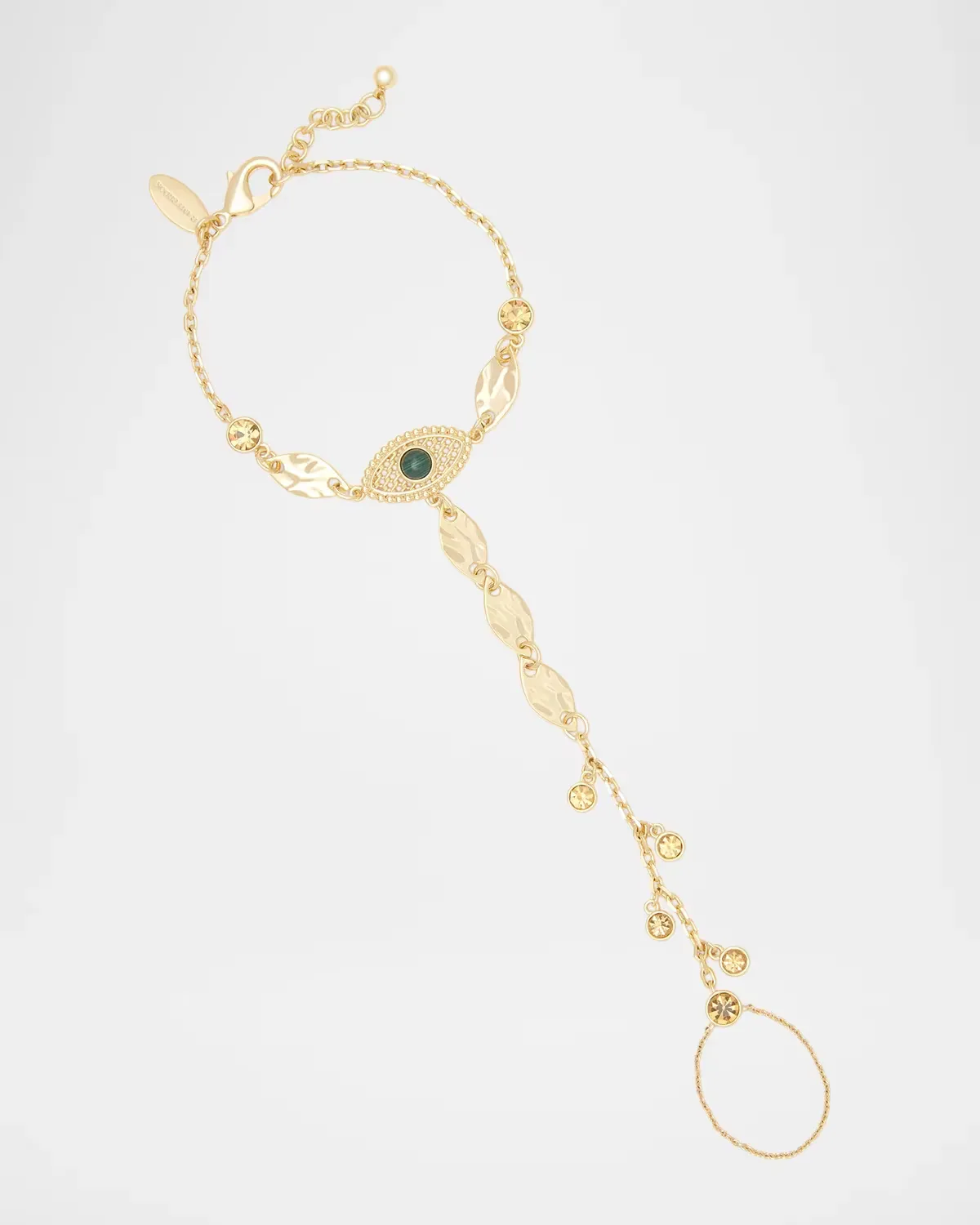 Cleo Malachite Evil Eye Handchain Bracelet by Ramy Brook