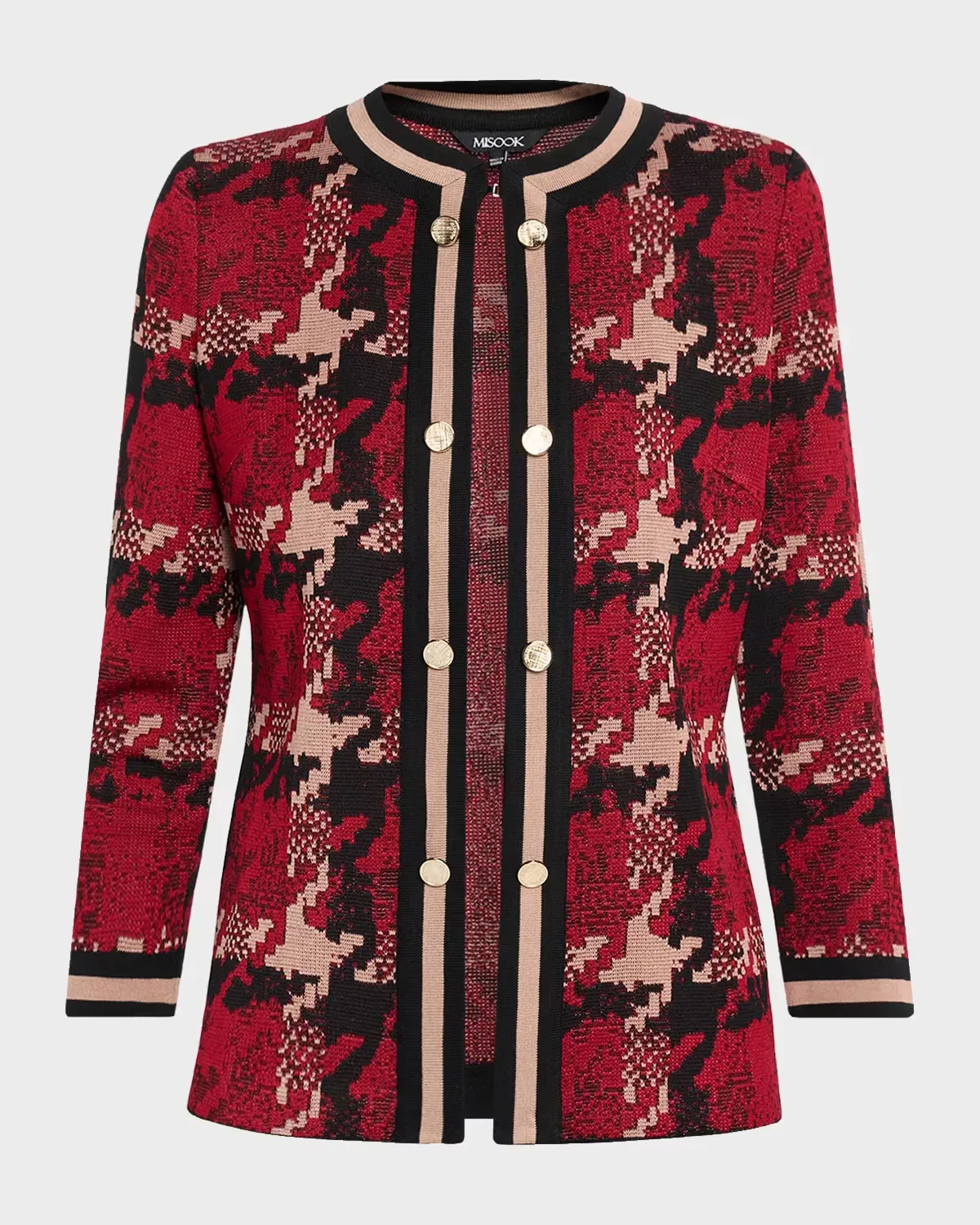 Abstract Houndstooth Collarless Jacket by Misook