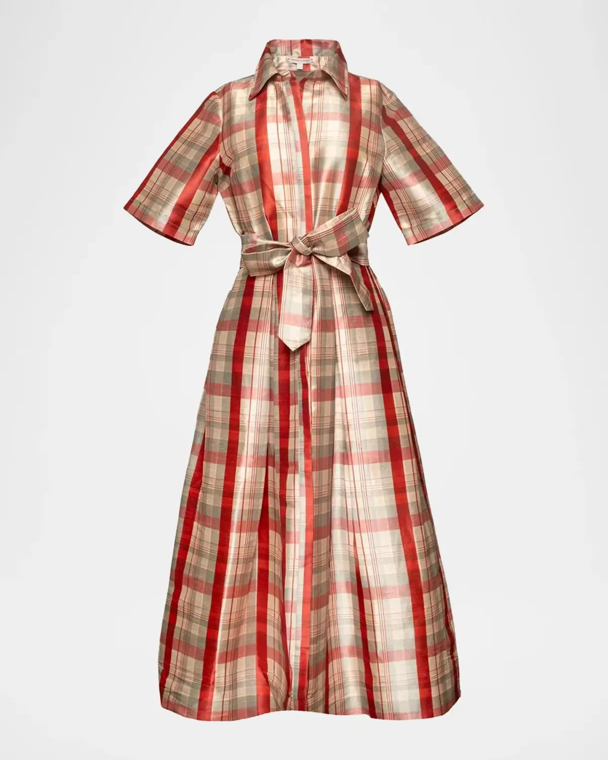 Bella Plaid Belted Maxi Dress by Frances Valentine