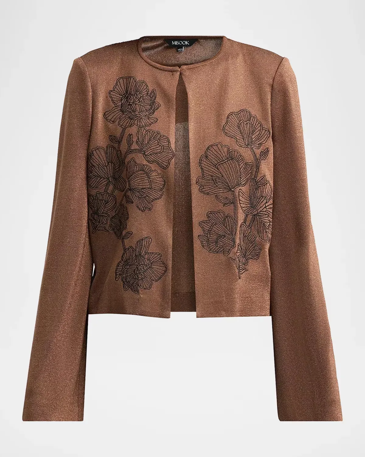 Embroidered Metallic Knit Cardigan by Misook