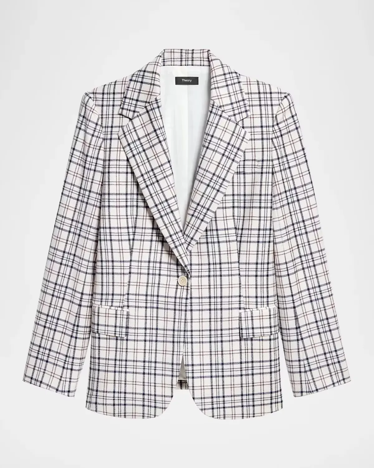 Lynnia Plaid Wool Blazer by Theory