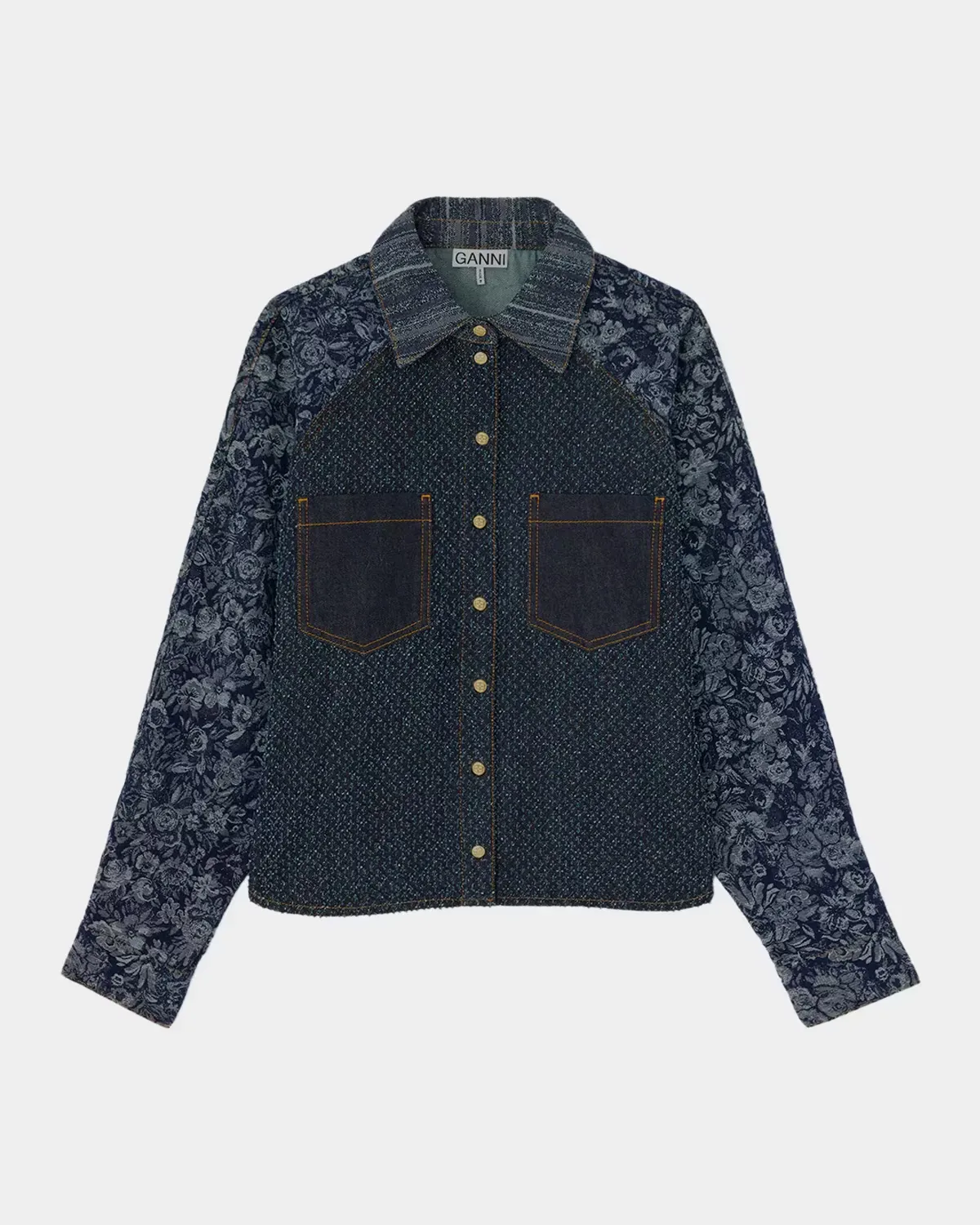Patchwork Denim Button-Front Shirt by GANNI