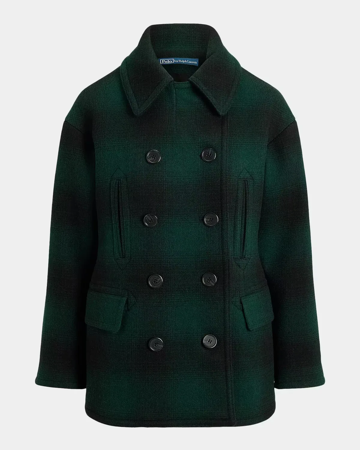Sculpted Plaid Wool-Blend Peacoat by Polo Ralph Lauren