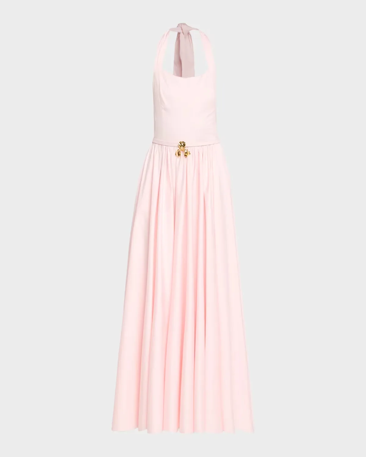 Iris Belted Stretch Cotton Fit-And-Flare Halter Dress by Oscar de la Renta