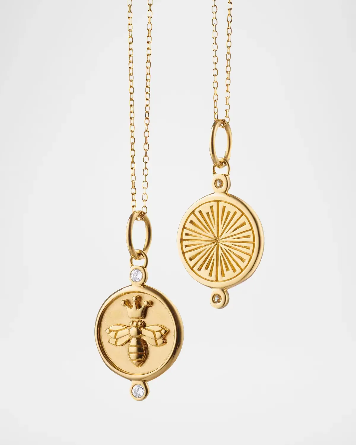 18K Yellow Gold Queen Bee Charm Necklace with Diamonds by Monica Rich Kosann