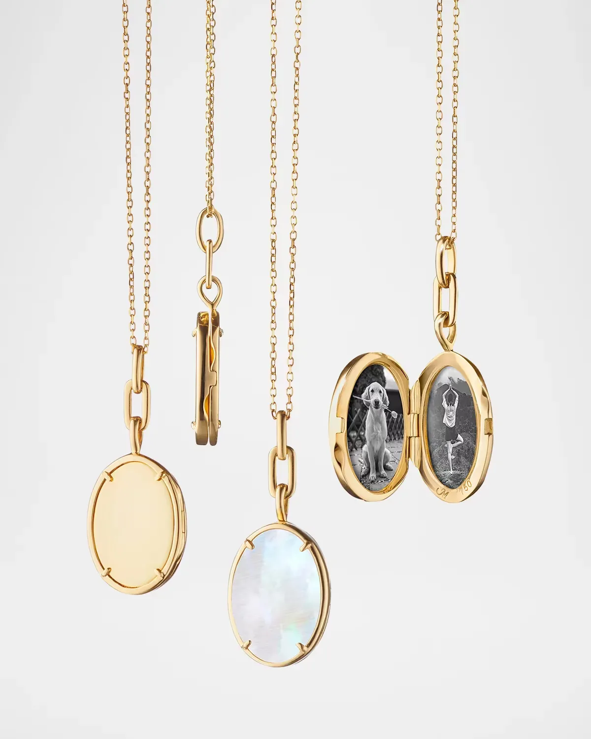Elle Stone Slim 18K Yellow Gold Locket Necklace by Monica Rich Kosann