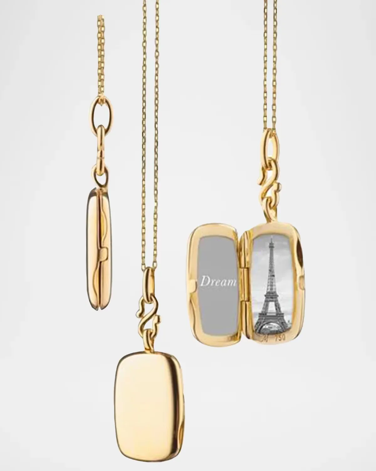 18K Yellow Gold Slim Britt Rectangle Locket Necklace by Monica Rich Kosann