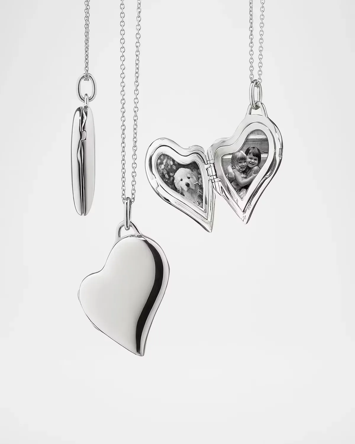 Sterling Silver Asymmetrical Heart Slim Locket Necklace
