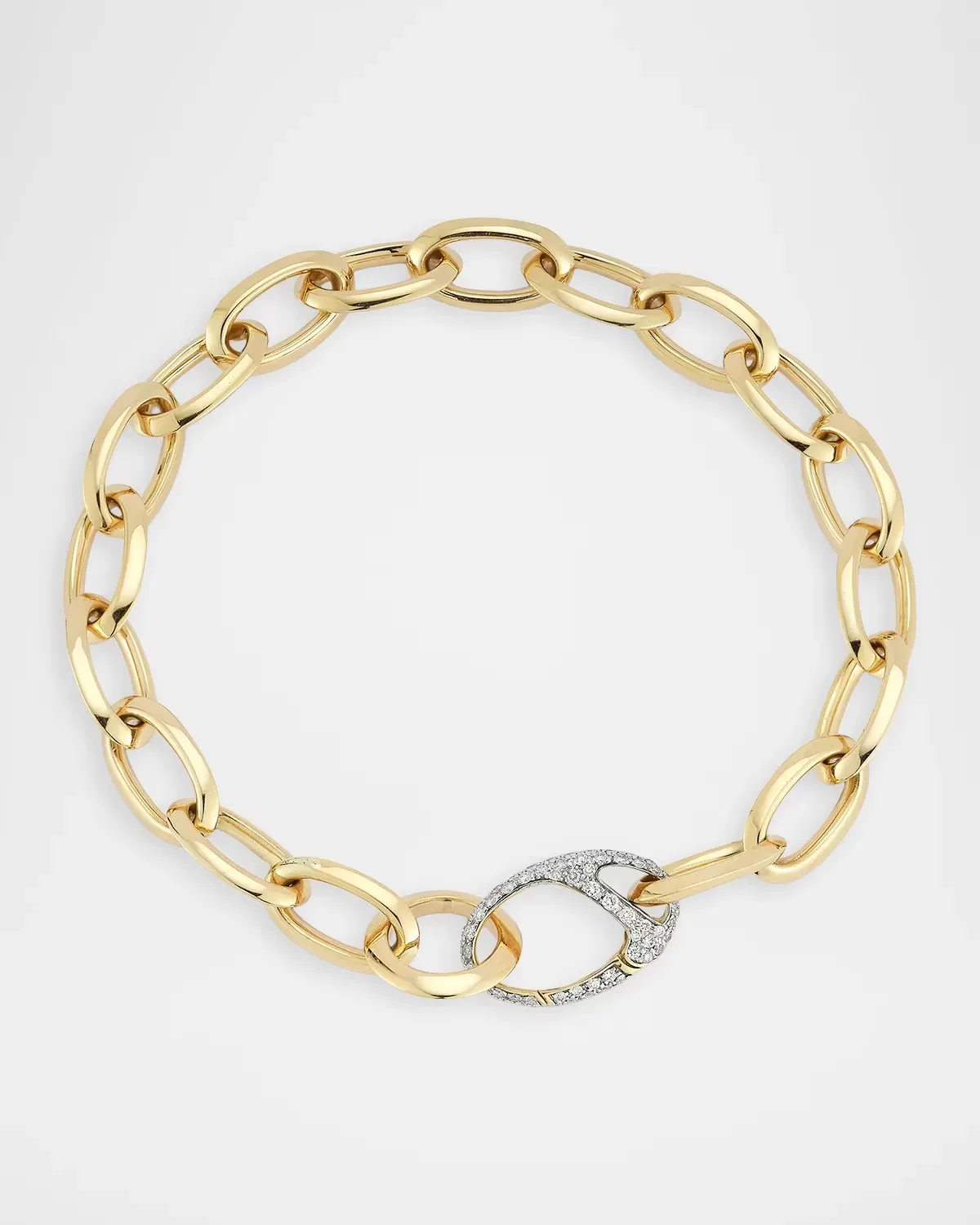 Garnett 18K Yellow Gold Oval Chain Link Bracelet