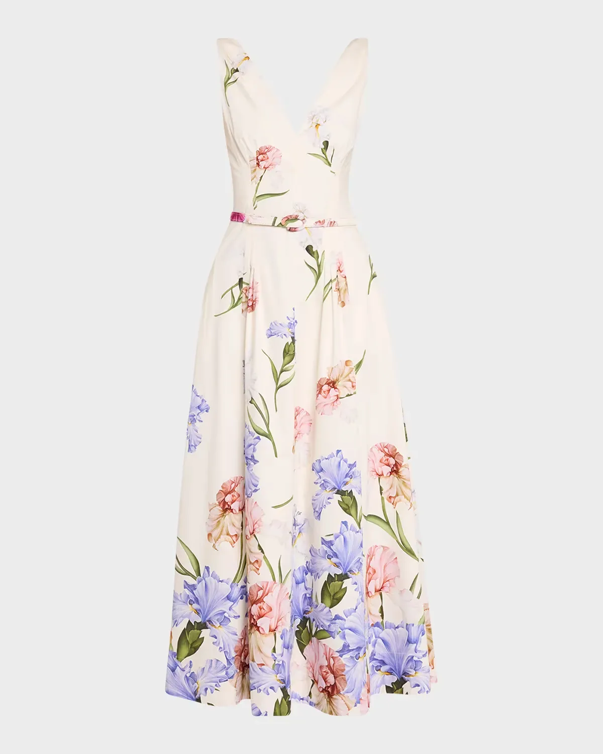 Sleeveless Dgrad Iris Cotton Poplin Dress by Oscar de la Renta
