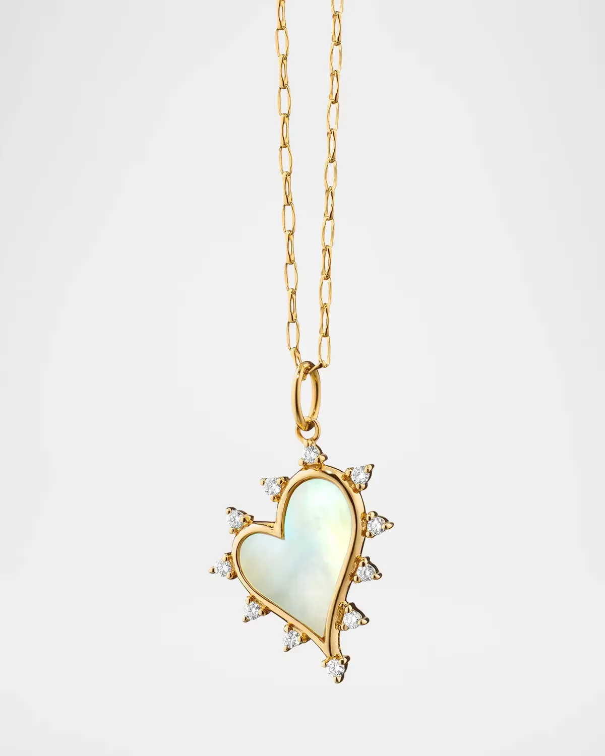 Mother of Pearl Heart Necklace with Diamonds by Monica Rich Kosann