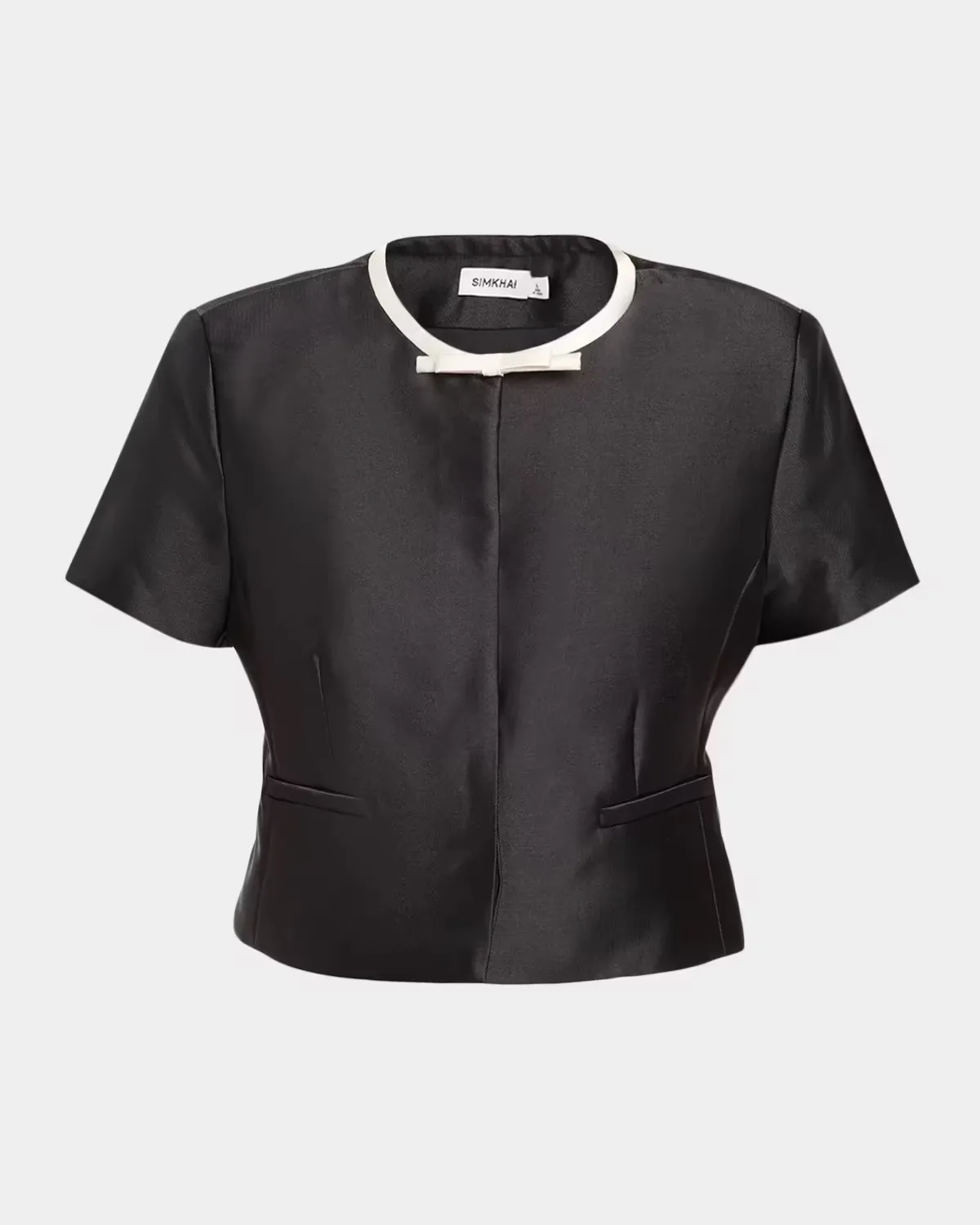 Naelle Short-Sleeve Satin Top by SIMKHAI