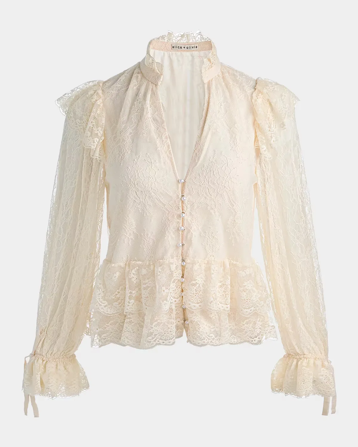 Wilhelmina Lace Ruffle Blouse by Alice + Olivia