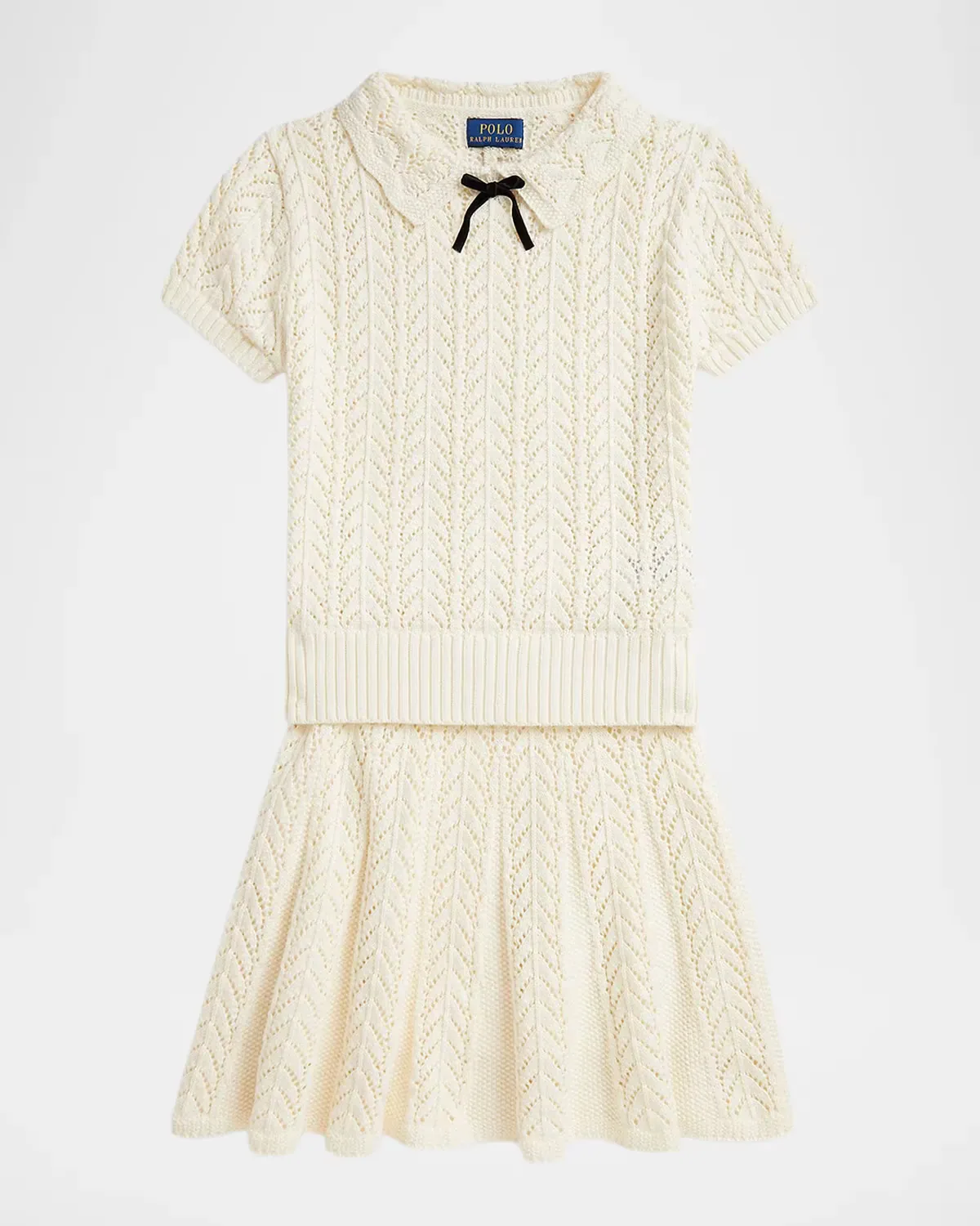 Pointelle-Knit Cotton Sweater & Skirt Set by Ralph Lauren