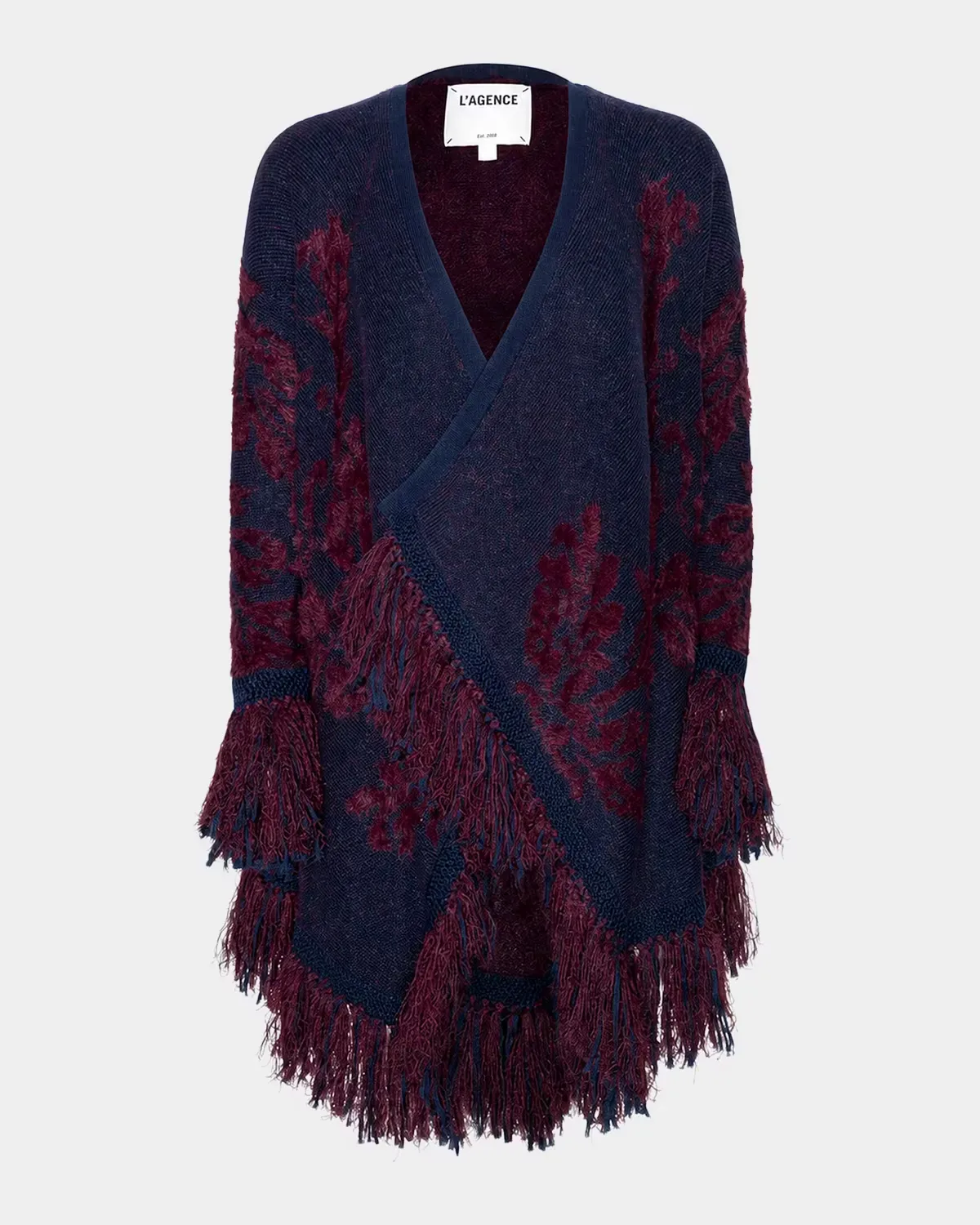 Naiad Jacquard Fringe-Trim Cardigan by L & apos;AGENCE
