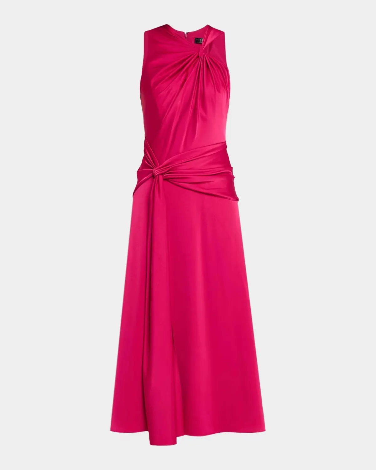 Draped Crepe Back Satin Midi Dress