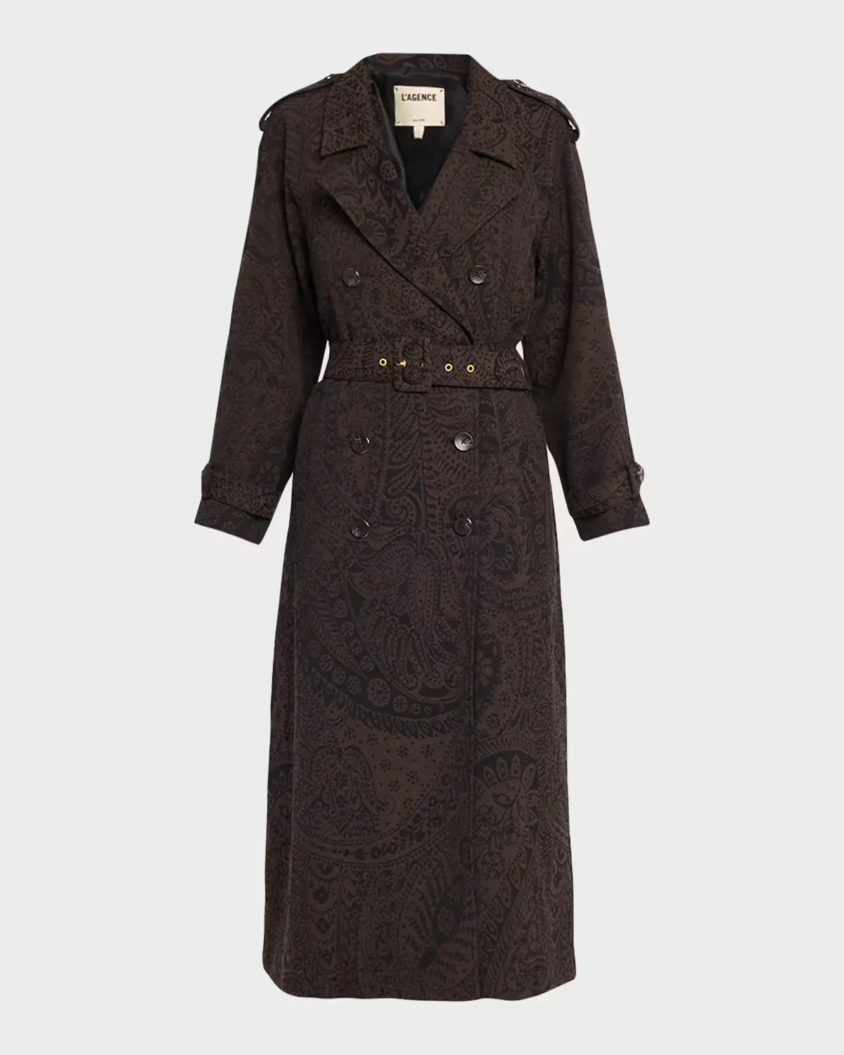 Brinley Oversized Paisley Trench Coat by L & apos;AGENCE