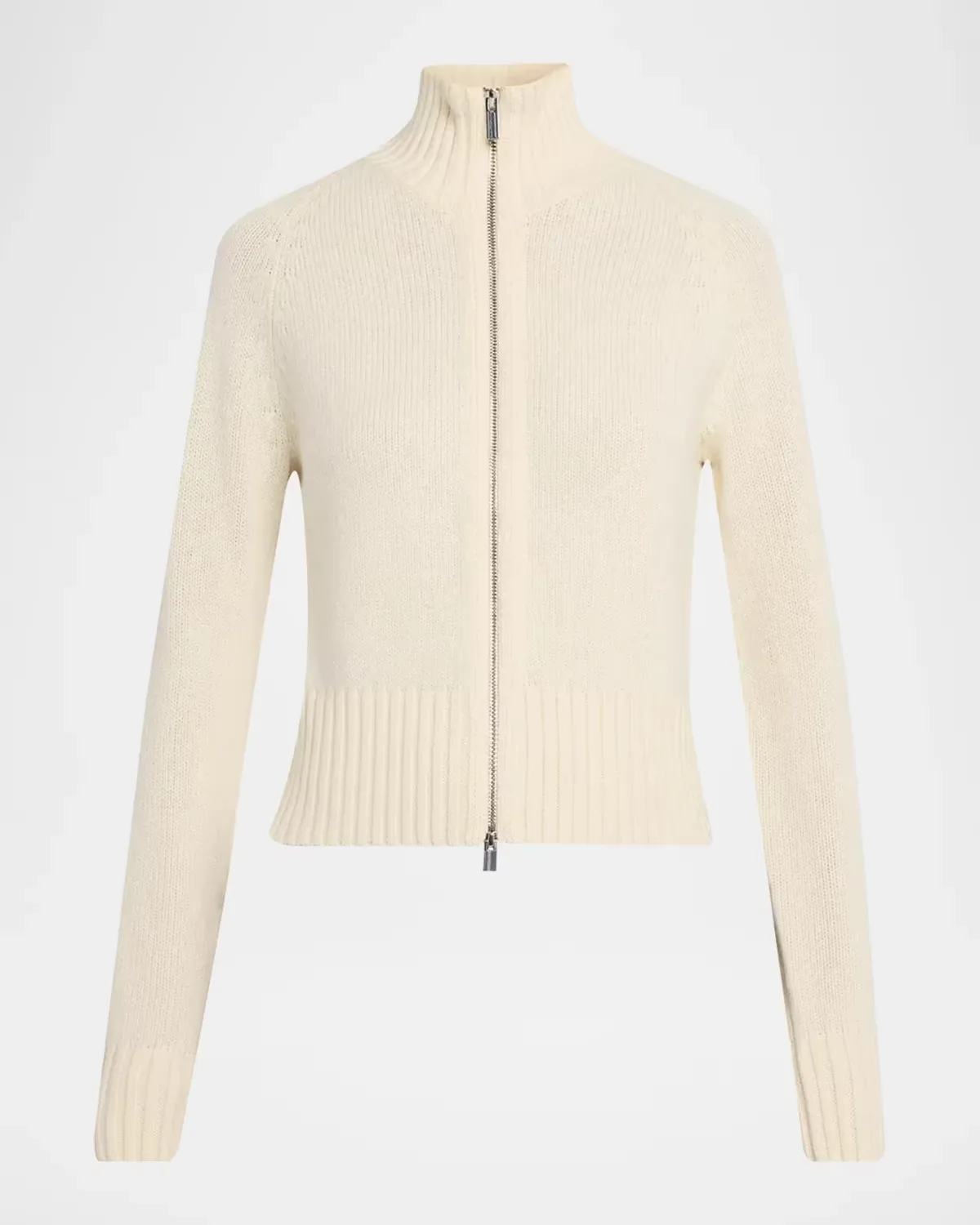Raglan-Sleeve Zip Wool Knit Cardigan by Theory