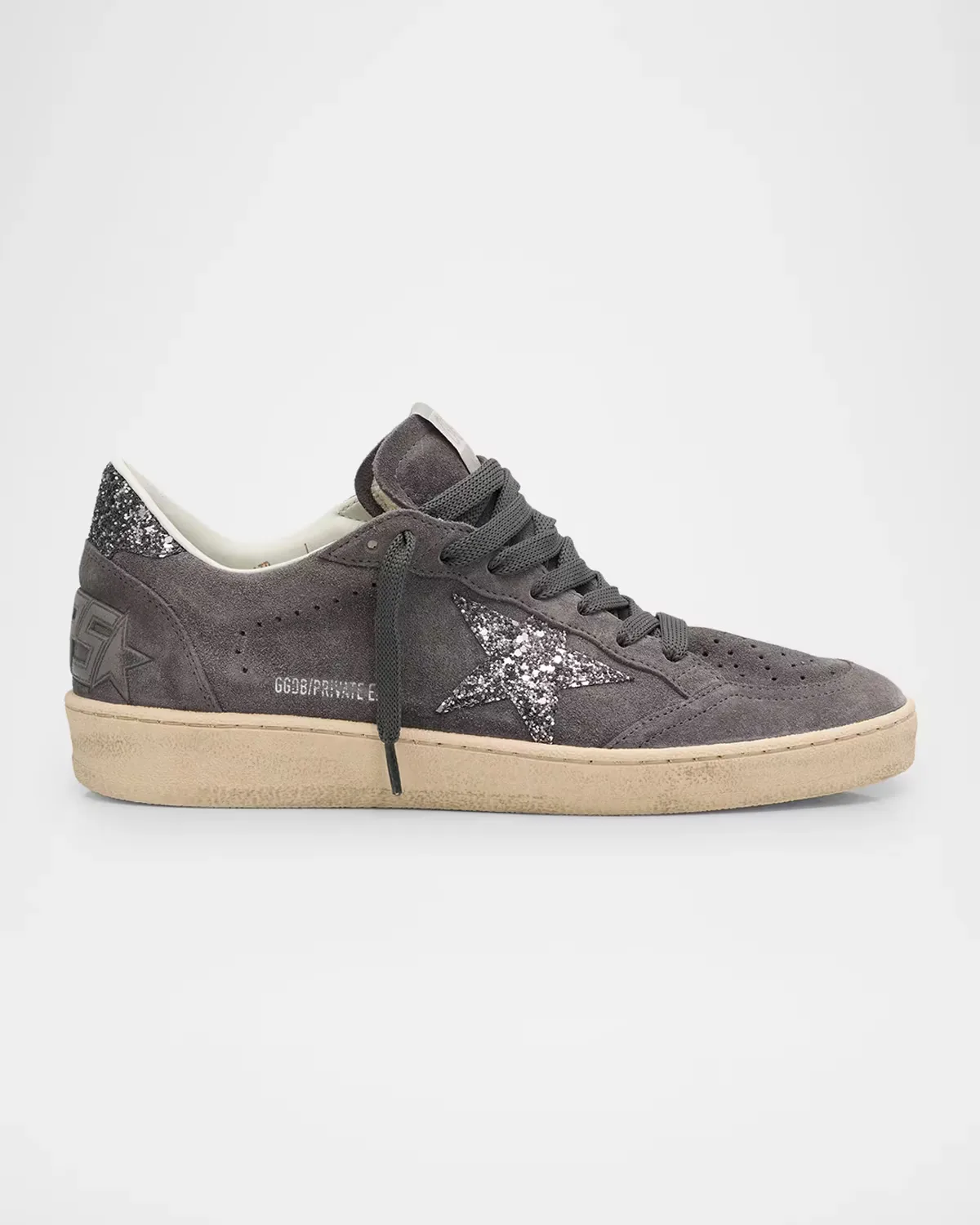 Ball Star Suede and Glitter Low-Top Sneakers by Golden Goose