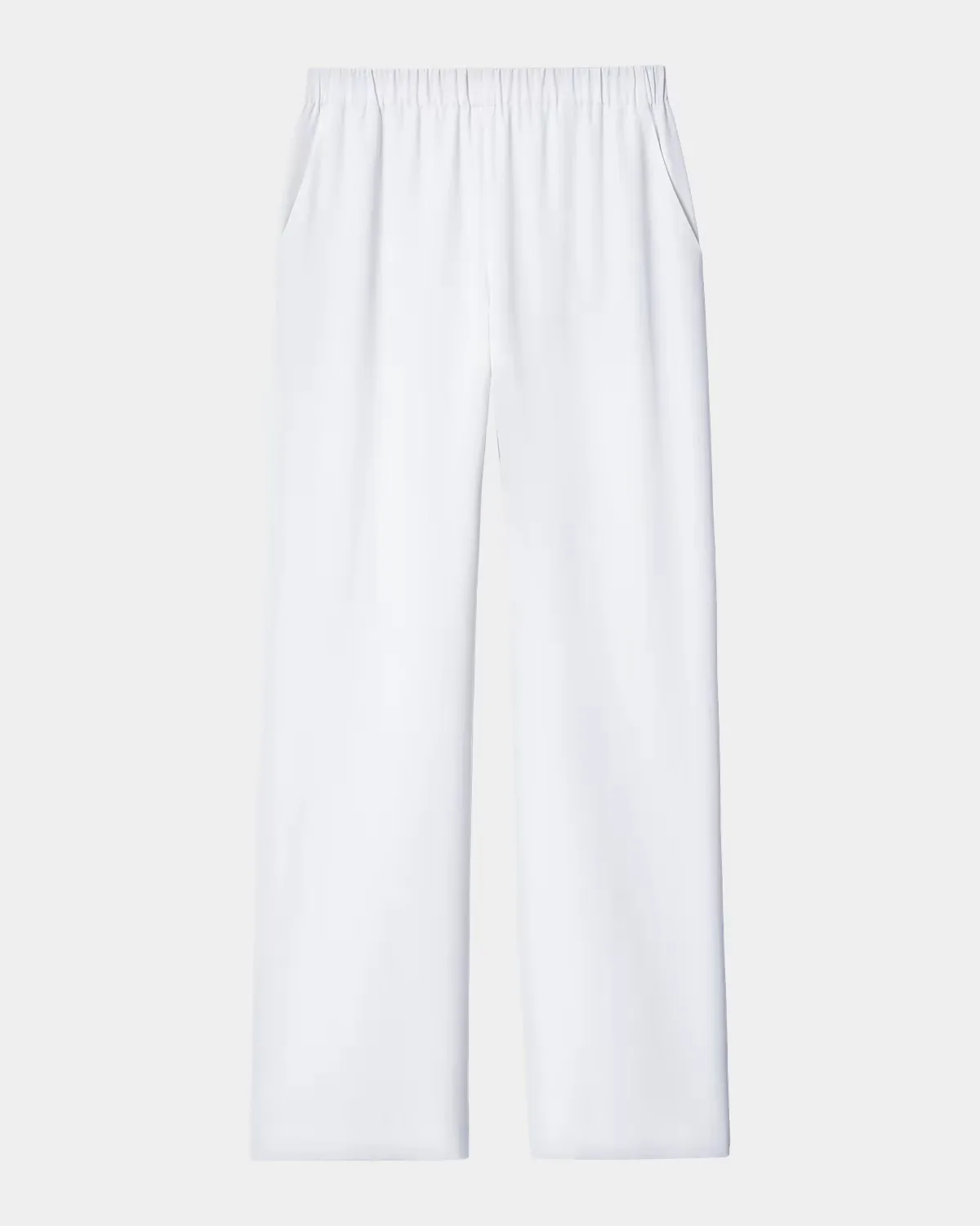 Organic Silk Crepe Straight-Leg Pull-On Pants
