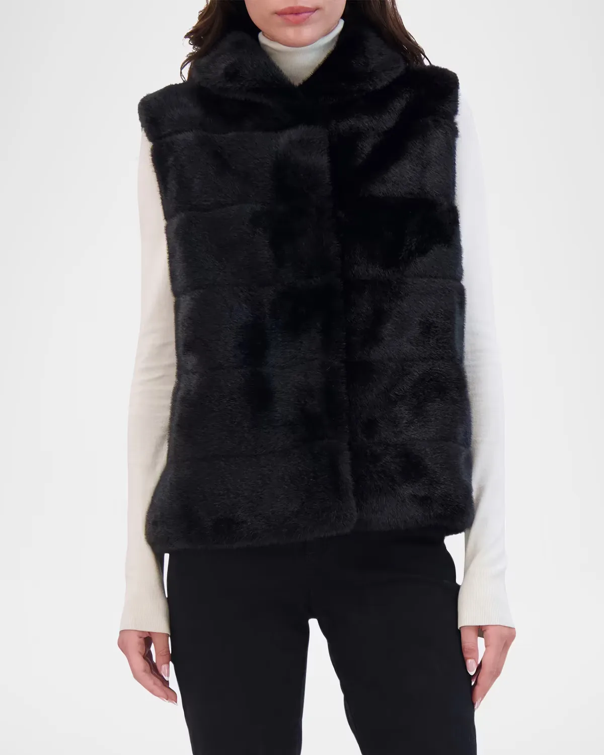Horizontal Mink-Like Faux Fur Vest by Theia