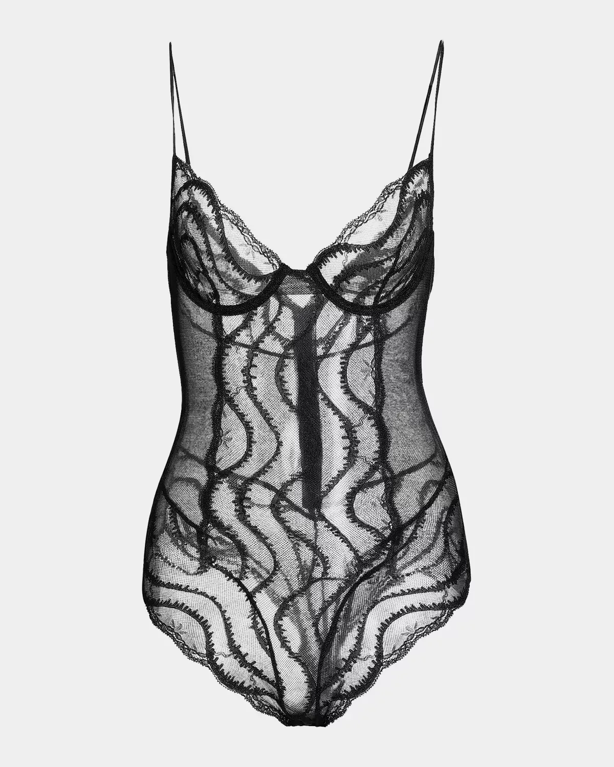 Leche Moi Embroidered Tulle Bodysuit by Kiki De Montparnasse