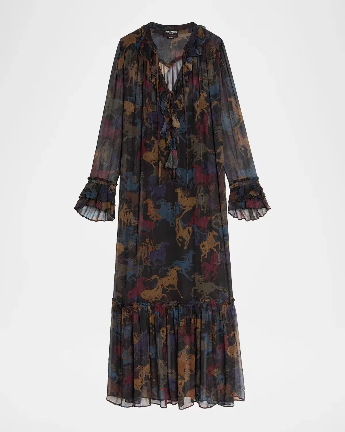 Ralicel Mousseline Horse-Print Maxi Dress by Zadig & Voltaire