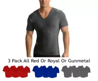 3-Pack Active Compression Short Sleeve V-Necks by Insta Slim