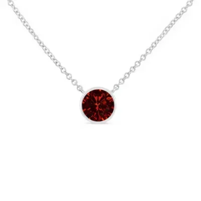 925 Sterling Silver 3.5mm Red Garnet Gemstone Solitaire 18 Pendant Necklace by Haus of Brilliance