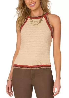 Sweater Tank Top with Crochet Detail