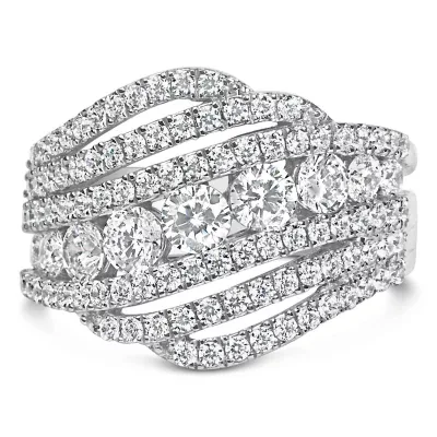 925 Sterling Silver 2.00 Cttw Lab Grown Diamond Cluster Band Ring