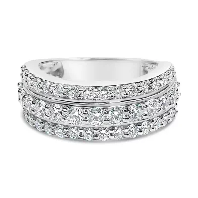 925 Sterling Silver 2.0 Cttw Lab Grown Diamond 3 Row Band Ring by Haus of Brilliance
