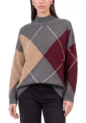 Mock Neck Argyle Sweater by Vince Camuto