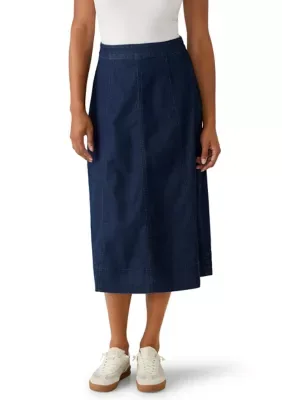 Denim Fit and Flare Midi Skirt by Kim Rogers