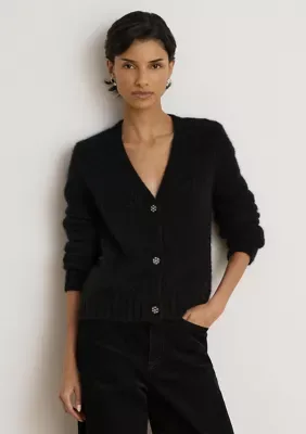 Lauren Ralph Lauren Wool-Blend Cropped V-Neck Cardigan