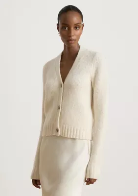 Lauren Ralph Lauren Wool-Blend Cropped V-Neck Cardigan
