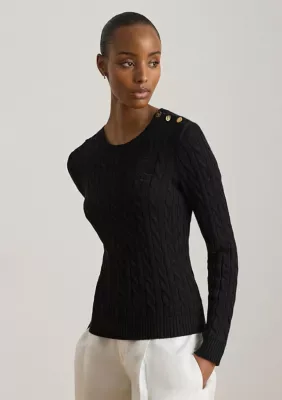 Button-Trim Cable-Knit Sweater by Ralph Lauren