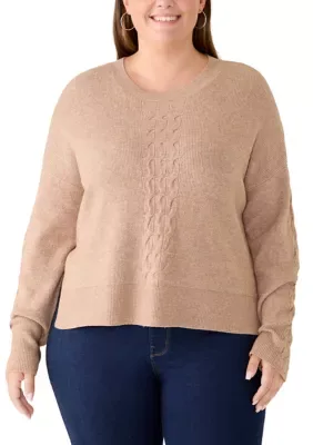Long Sleeve Cable Knit Sweater by Fever